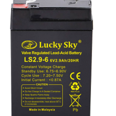 Battery LUCKY SKY Valve Regulated Lead Acid 6V 2.9Ah Battery LS2.9-6