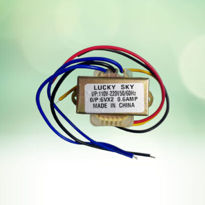 Transformer LUCKY SKY Single Phase 110v/230v AC To Dual 6v-0v-6v AC 0.6 Ampere (600mA)