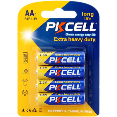 Battery PKCELL Extra Heavy Duty R6PB4H AA Size 1.5-Volt Battery 4Pcs Card