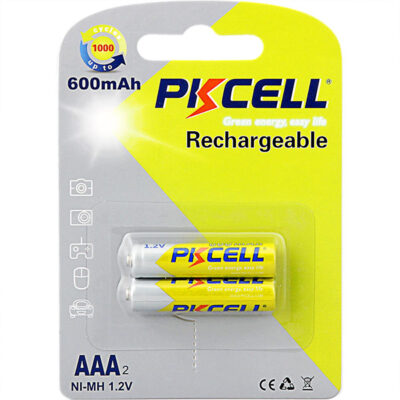 Battery PKCELL Ready to Use NiMh Rechargeable Battery 1.2V AAA 600mAh 2 Piece Blister