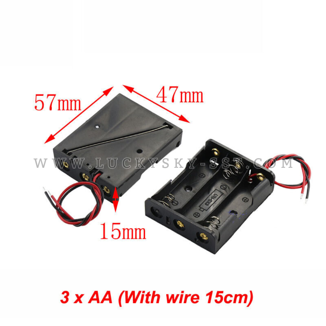 3x AA Battery Holder With On/Off Switch & Cap – 4.5V Output For Arduino, Electronics, DIY Projects (P332)
