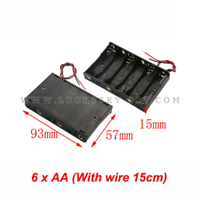 Battery Holder AA 6 Way Case With Wires Open Type