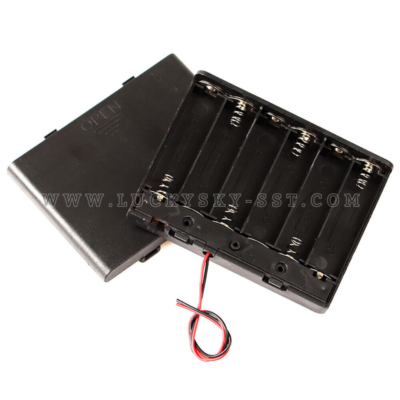 Battery Holder AA 6 Way Case With Wires Enclosed With Switch Type
