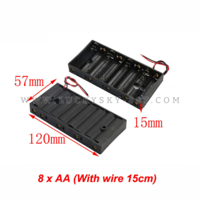 Battery Holder AA 8 Way Case With Wires Open Type