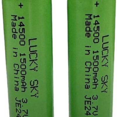 Lucky Sky 2Pcs AA 3.7V 14500 1500mAH Top Li-ion Rechargeable Battery for Flashlight Torch,Electric Tools,Remote Control, Mobile Power, Small Fan, Radio, Toys.