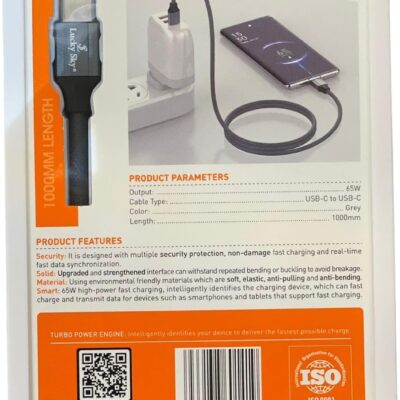 Lucky Sky Type C to Type C Cable 1M, Braided 65W Power Delivery PD Fast charge Cable USB C to USB C for iPhone 15 Pro/15 Pro Max/15 Plus, iPad mini 6,MacBook Pro/Air, iPad Pro, Samsung S24/S24 Ultra.