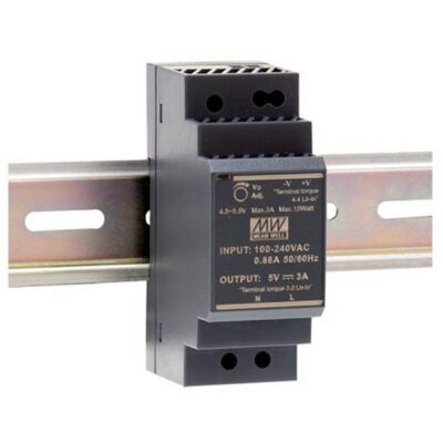MeanWell MEAN WELL HDR-30-12 Power Supply, 1 Output, 30 W, top-hat Rail mounting, 12 V, 2 A, for Industrial use.